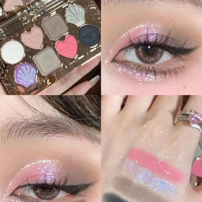 Flower Knows Makeup Eyeshadow Chocolate Wonder-Shop Glitter Matte Eye Shadow Palette 8-Color Eye Vegan Makeup Cosmetics