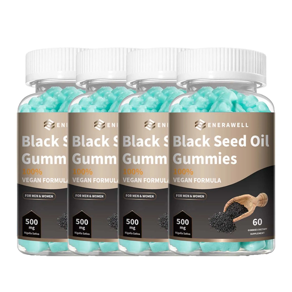 Black Seed Oil 500mg Per Serving - Premium Nigella Sativa Blackseed Gummies for Skin & Immune Support, Non GMO