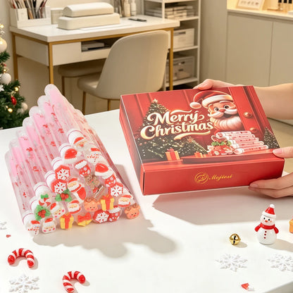20Pcs Christmas Lash Spoolies Santa Snowflake Mascara Wands Eyelash Brush Eyebrow Comb Makeup Tools with Luxury Holiday Gift Box