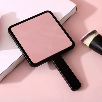 Fashion Universal Square Handheld Makeup Mirror With Handle Portable Vanity Mirror Initial Name Purple Flower 26 Letters Pattern