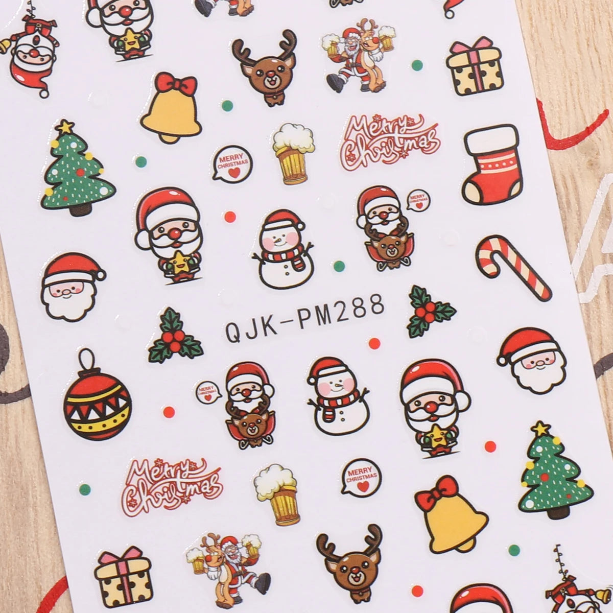 4pcs Cartoon Christmas Nail Art Stickers 3D Santa Penguin Star Reindeer Snowflake Nail Decals, DIY Nail Decorations Y2K Style