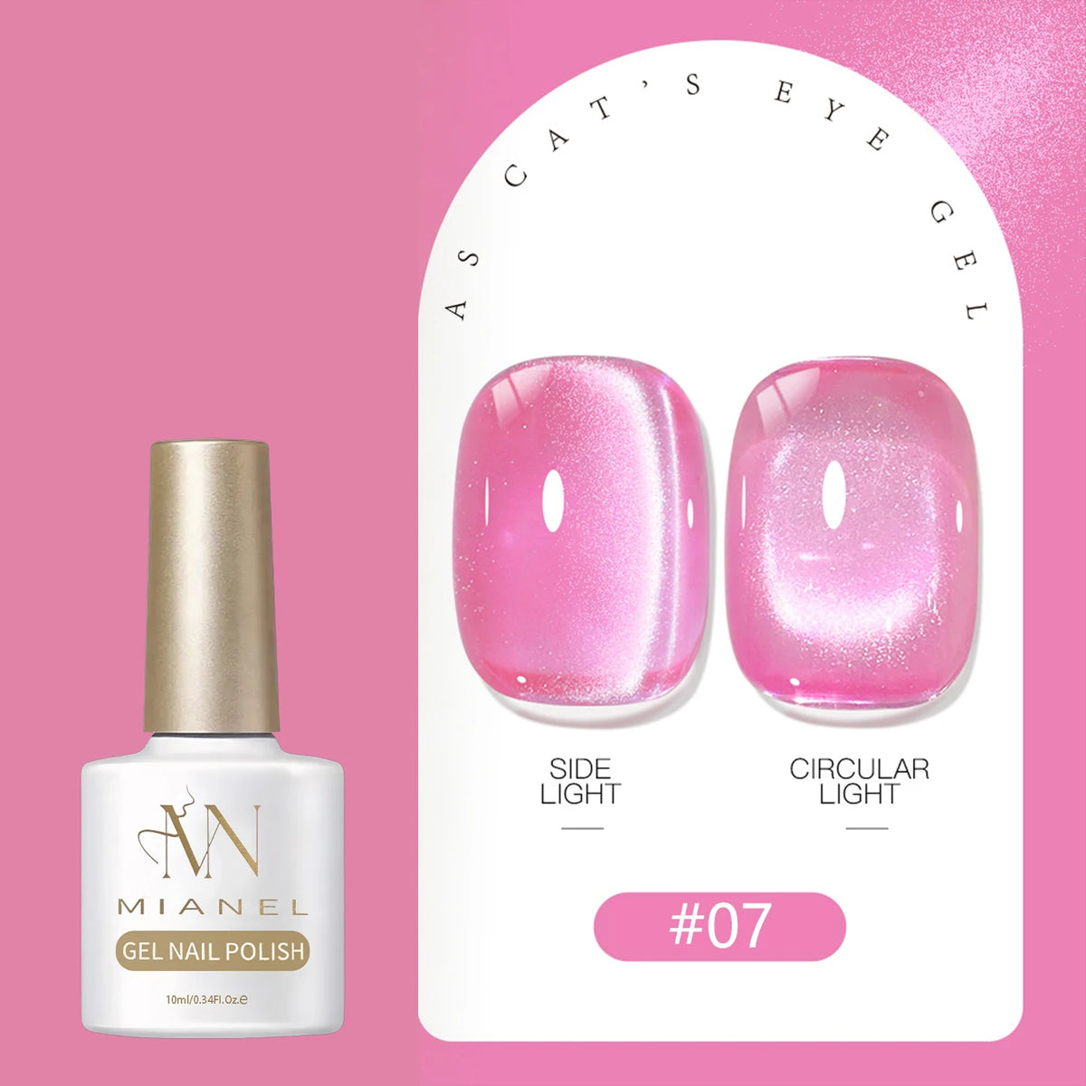 MIANEL 2026 Summer Trend Nude Pink Cat Eye Gel Nail Polish Soft Brightening Transparent Peach Pink with Glass Bead