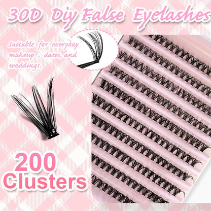 Individual Lashes Eyelash tuft 8-16mm 200pcs Cluster Lashes Natural Look Mixed Tray DIY Eyelash Extension Volume Lash Clusters