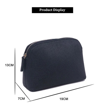 Customized Letters PU Leather Cosmetic Storage Bag Classic Simple Atmosphere Solid Color Make Up Bag Advanced Zipper Wash Bag