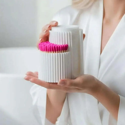2-Hole Cotton Swab & Makeup Pad Storage Box Dustproof Container For Sponges Nail Tools, Vanity Desk Organizer