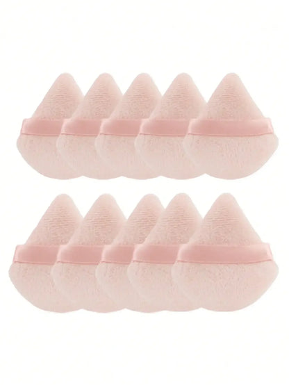 10 Pcs Triangle Velvet Powder Puff Pizza Flours Mini Face Makeup Sponge Cosmetics Washable Lightweight Makeup Tool