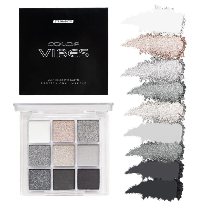 9 Colors Glitter Eyeshadow Palette Purple Glitter Pearlescent Matte Eye Shadows Shimmer Long Lasting Women Eye Pigments Makeup