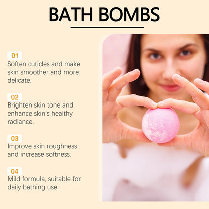 OceAura Bath Bombs Set Lily Rose Rosemary Bubble Skin Exfoliation Improve Dryness Handmade Gift Relaxing Spa Bath Salt Balls