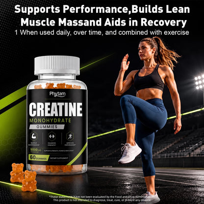 5000mg Creatine Monohydrate Bear Gummies 60 Count Chewable Daily Workout Nutrition Supplement Supports Athletic Performance & Muscle Maintenance