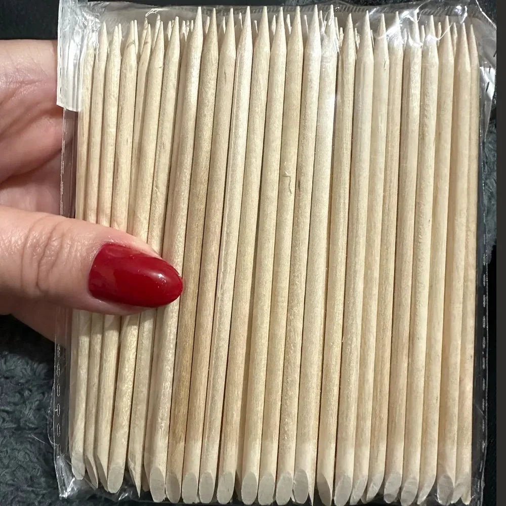 100 500Pcs Orange Wood Nail Sticks Double Head Cuticle Pusher Remover Pedicure Manicure Tools 11.5cm Professional Salon Supplies
