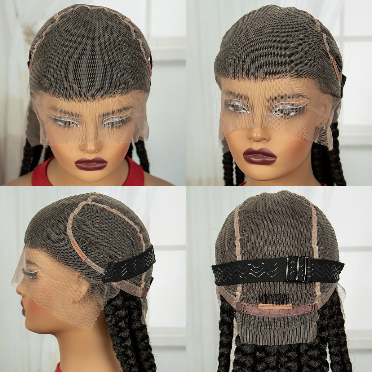 32INCH Cornrow Braided Wigs Synthetic Full Lace Braids Wig with Baby Hair Lace Frontal Knotless Braided Lace Wig for Black Women