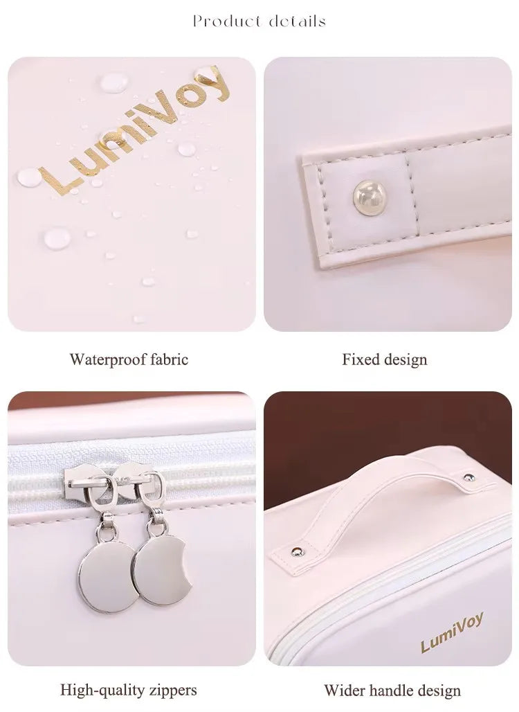 2026 New Fashion Large Capacity PU Zipper Storage Makeup Bags Portable Travel Tote for Bag Makeup Brush Cosmetic Case