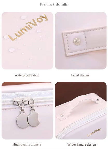 2026 New Fashion Large Capacity PU Zipper Storage Makeup Bags Portable Travel Tote for Bag Makeup Brush Cosmetic Case