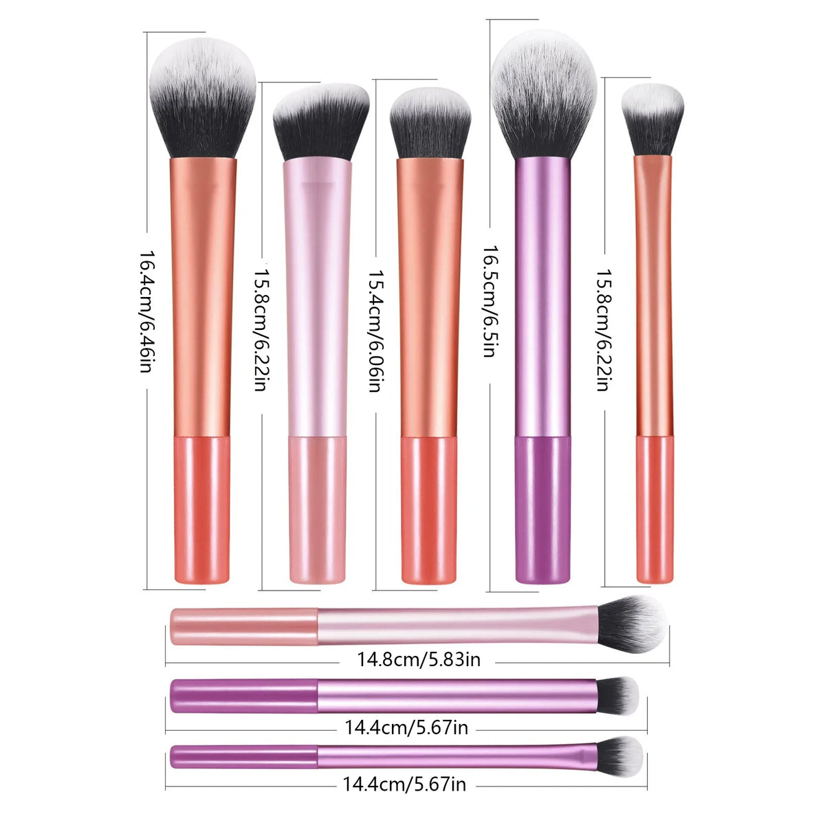 8 PCS Long‑Handle Makeup Brush Set, Multi‑Color Ultra‑Soft Brushes, Powder Blush Eyeshadow Brushes for Beginners