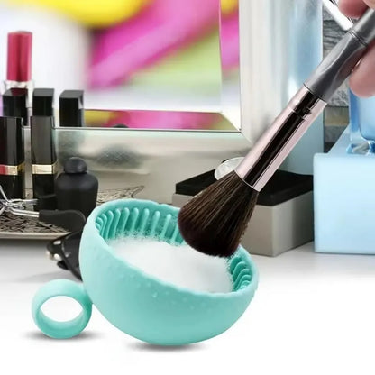 1Pc Silicone Makeup Brush Cleaning Bowl, Non-Slip Scrubber for Deep Cleaning All Facial Brushes, Portable Tool