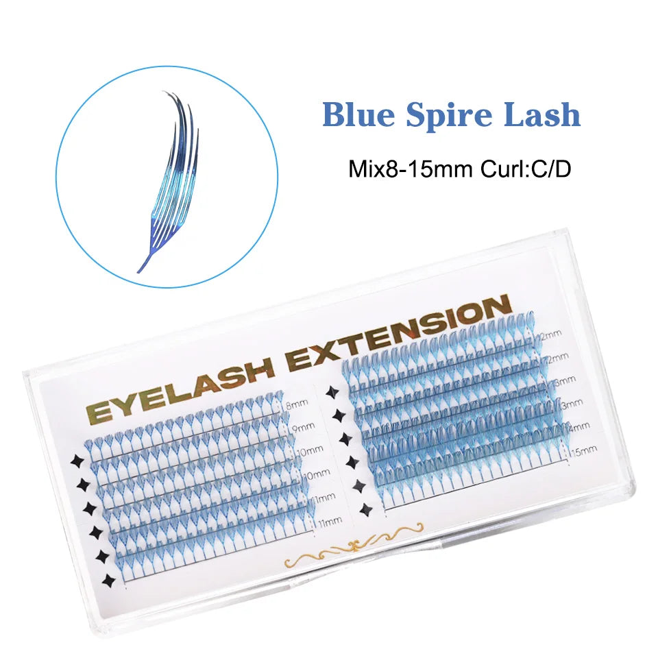 AGUUD Glitter Comic Spire Russian Volume Eyelash Extension Aurora Anime Feather Shape Premade Fan Lashes Christmas Makeup Cilia