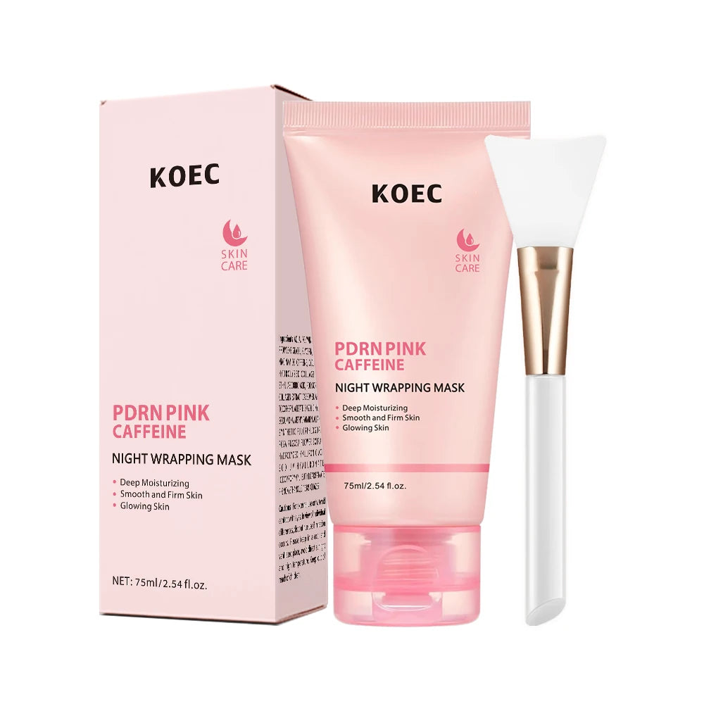 Ship from US KOEC PDRN Pink Caffeine Overnight Face Mask, Sleeping Wrapping Mask, Night Facial Mask, Moisturizing Skin Care, Hydrating Beauty Care for All Skin Types