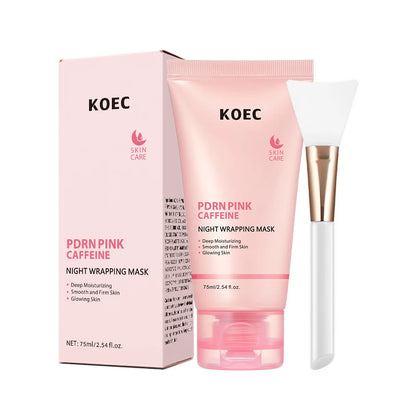 Ship from US KOEC PDRN Pink Caffeine Overnight Face Mask, Sleeping Wrapping Mask, Night Facial Mask, Moisturizing Skin Care, Hydrating Beauty Care for All Skin Types