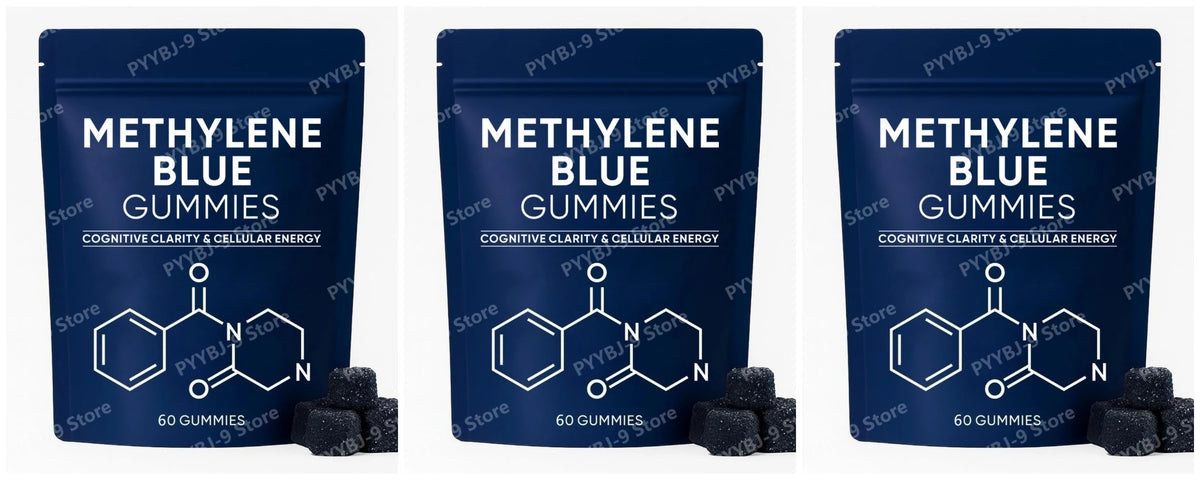 Methylene Blue Gummies with PQQ NAC Vitamin B2 & B3, Supports Cognitive Clarity & Cellular Energy Brain Nutrient for Adults 30Ct