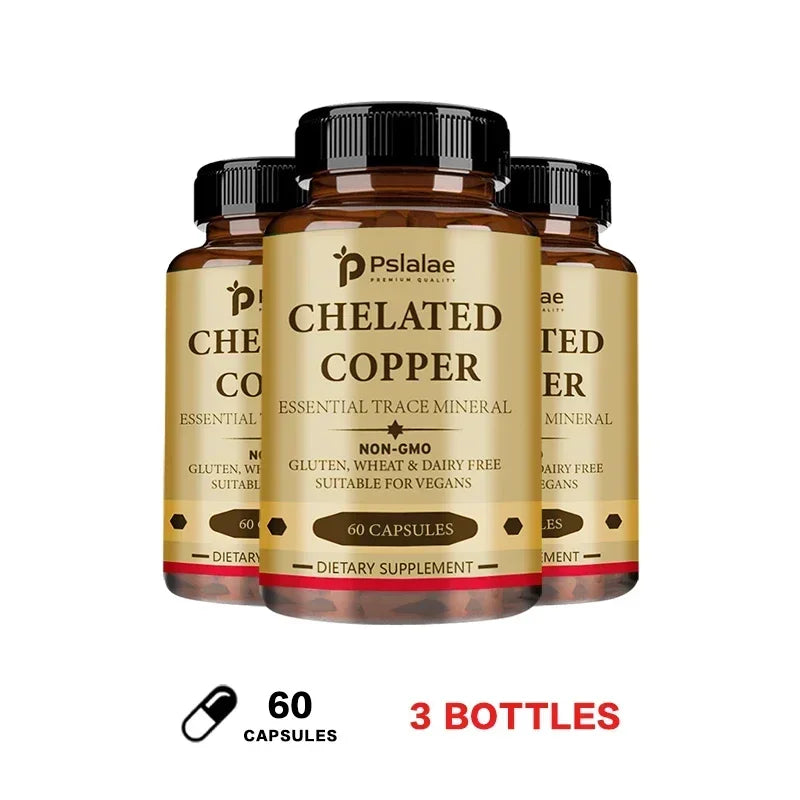 Chelated Copper Capsules - Supports Bone, Skin, and Nervous System Health, Promotes Collagen Synthesis, and Enhances Immunity