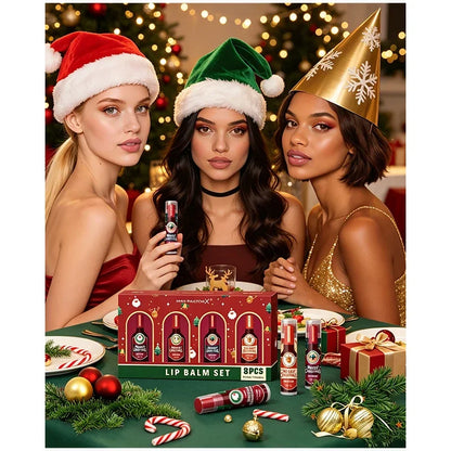 Christmas Lip Balm Set,Festival Gift Box 8-Piece Lipstick Kit, Lip Winter Anti Cracking Moisturizing Brightening Care,Non Sticky