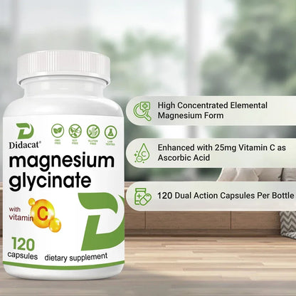 Magnesium Glycinate 1000 Mg, 120 Veggie Capsules - Highly Purified Trace Mineral for Muscle, Joint, Heart and Digestive Health
