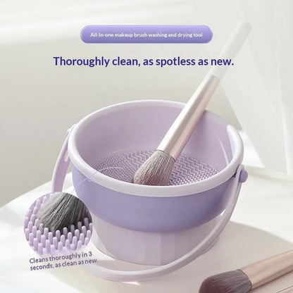 3-In-1 Foldable Silicone Makeup Brush Cleaner Mat & Drying Rack Lightweight Portable Cosmetic Brush Cleaner for Business Trips
