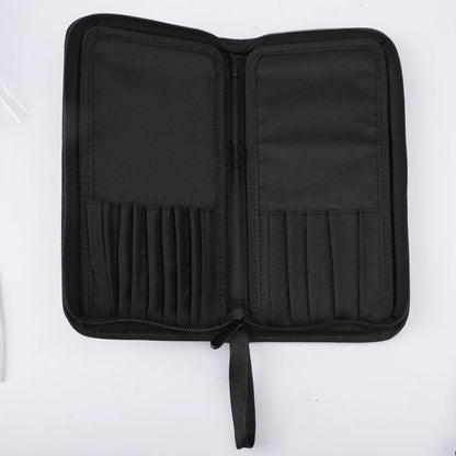 Large Black Foldable Makeup Bag 14-40 Hole Storage Organizer for Beauty Brushes Cosmetic Pouch with Handles