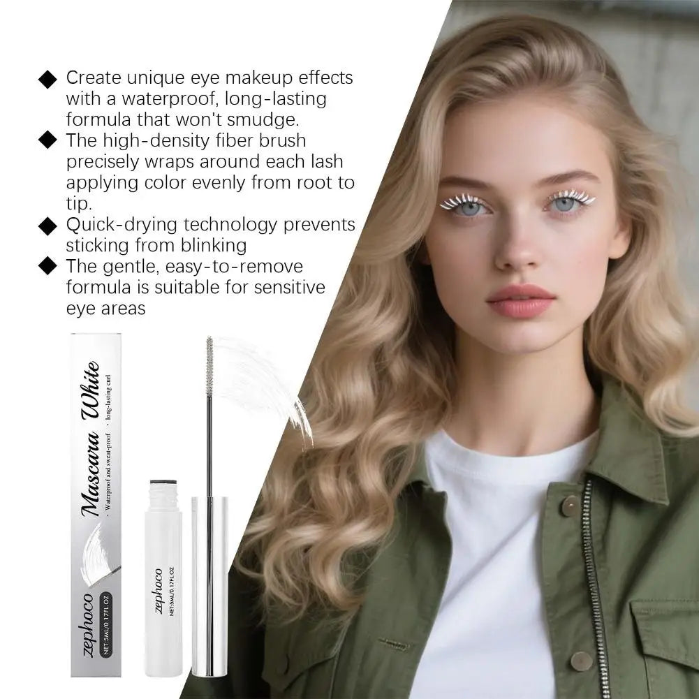 White Mascara Waterproof Fast Dry Eyelashes Curls Extension Festival Make-Up Eyelashes White Mascara
