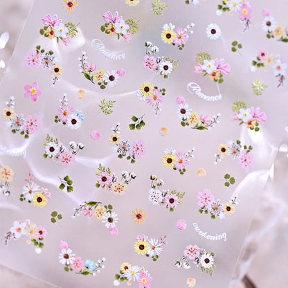 1 Sheet 5D Embossed Sunflower Nails Sticker Cute Spring Summer Floral Nail Decals Self-Adhesive Sunflower Nail Supplies DIY SW2$