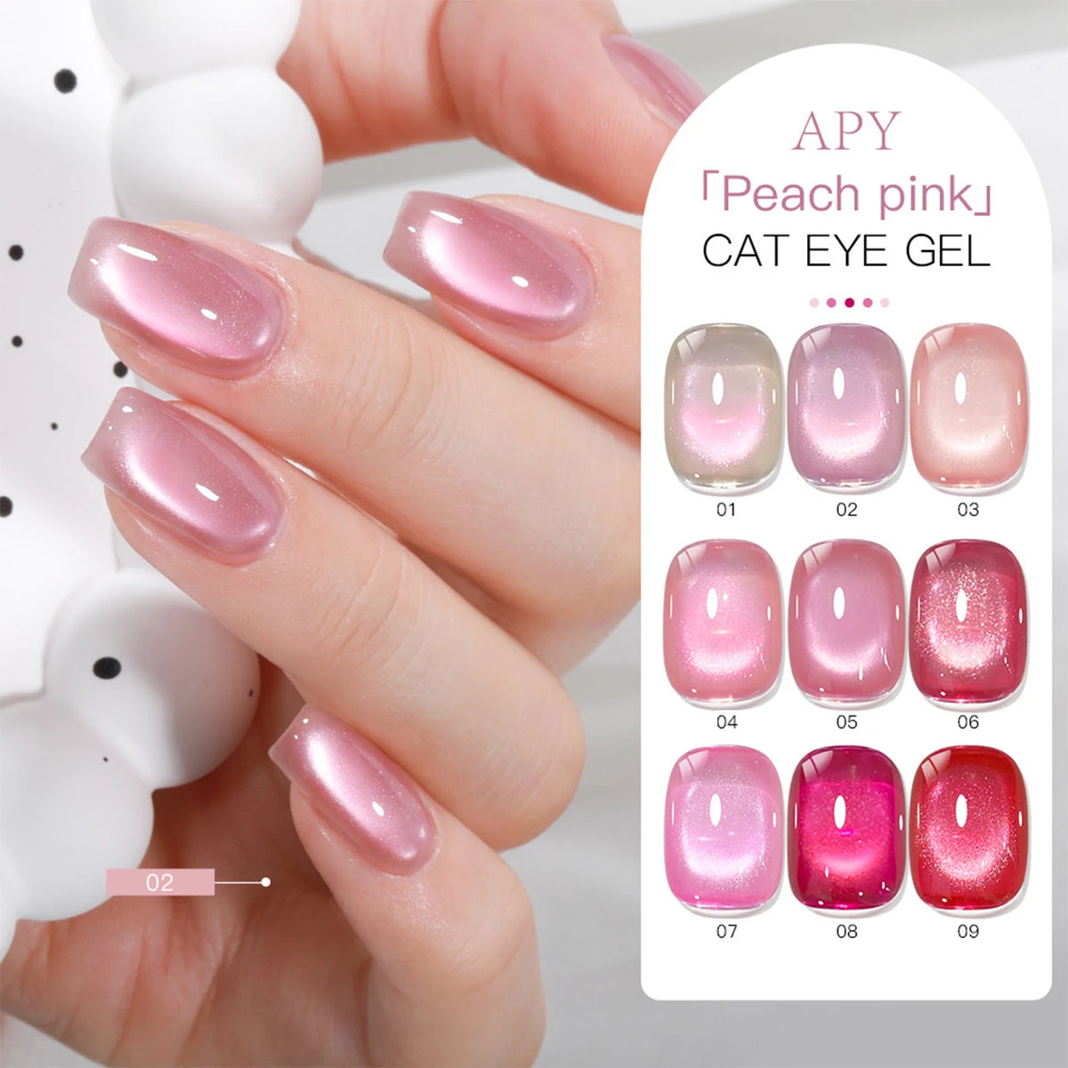 MIANEL 2026 Summer Trend Nude Pink Cat Eye Gel Nail Polish Soft Brightening Transparent Peach Pink with Glass Bead