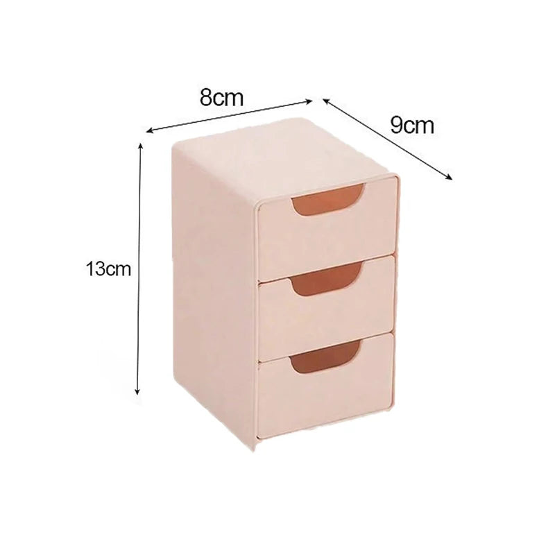 3-Tier Cosmetic Storage Box Organizer With Drawers Multifunctional Countertop Storage For Jewelry Makeup Brush Office Supplies