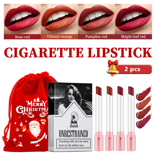 4 Pcs Cigarette Lipstick Set Matte Lip Gloss Long Lasting Waterproof Nude Lip Tint Lip Stick Tube Cosmetics Christmas Gift