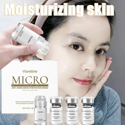 Professional Microneedle Serum Kit Hyaluronic Acid Hexapeptide Collagen Smoothing Fine Lines Deep Moisturizing Facial Care 0.3mm