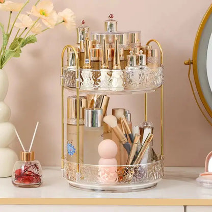 1Pc/Water Ripple Pattern Bedroom Vanity Cosmetic Rotating Storage Rack Box Bathroom Desktop Perfume and Skincare Tray