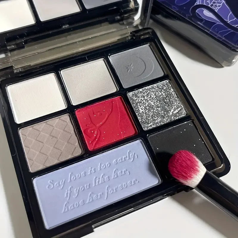 Dark Retro Eyeshadow Palette, Rich Color Wild rose Eyeshadow, Matte Pearl Gothic Black and Red Contrast Smoky Eyeshadow Palette