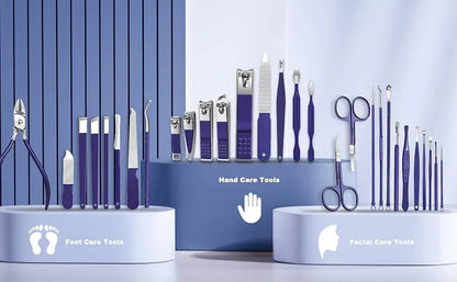 30Pcs Manicure Pedicure Kit Nail Clippers Kit Professional Stainless Steel Nail Care Tool Toenail Clipper Cutters Travel Case