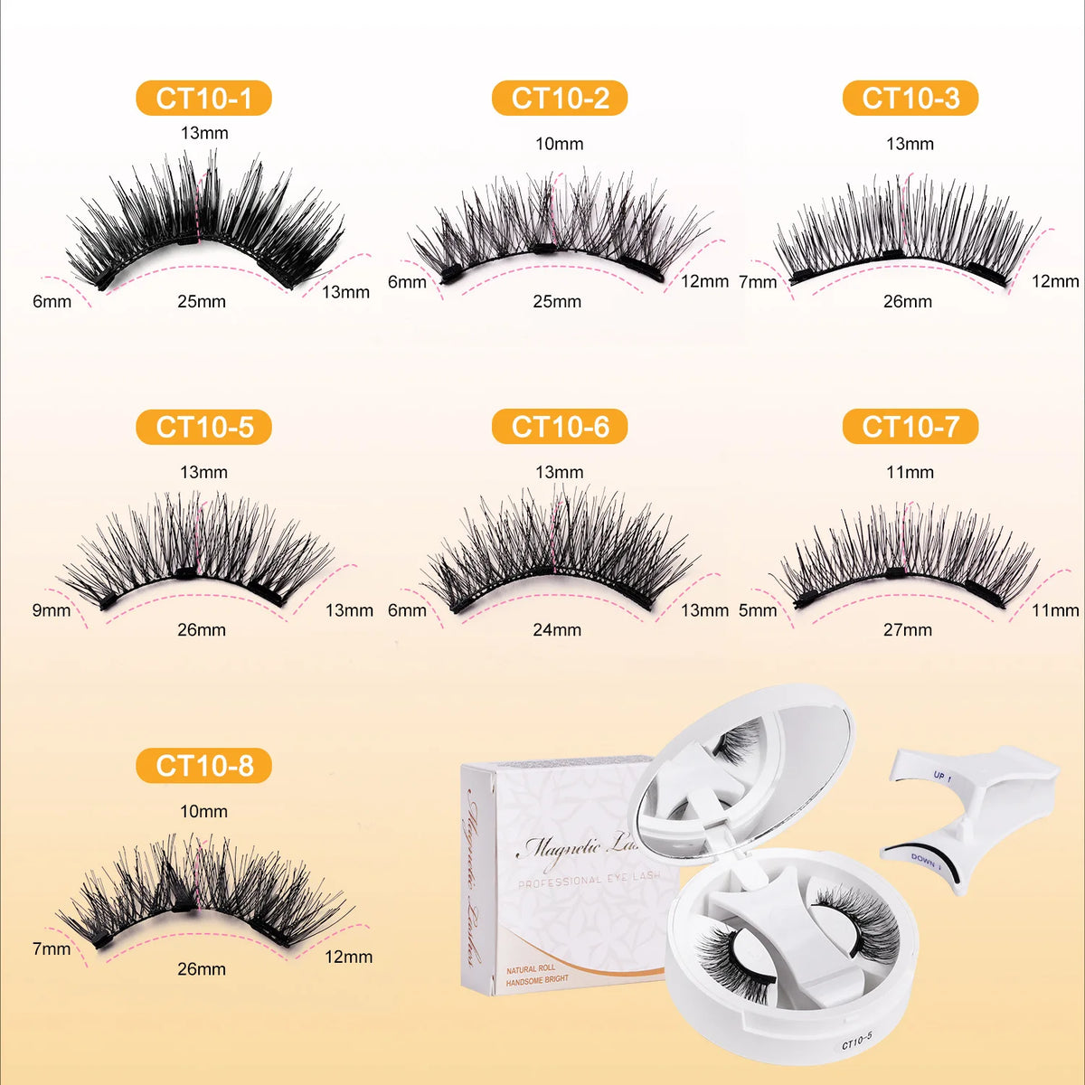Hot 1 Pair Magnetic Eyelashes Handmade Fluffy Faux Mink Lashes Reusable Natural False Eyelashes and Magnetic Tweezers Set Makeup