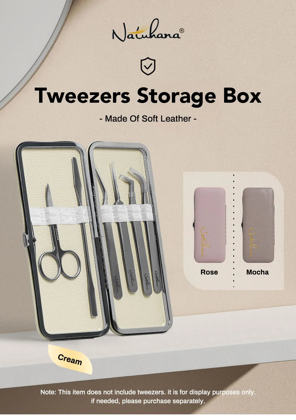 NATUHANA Eyelash Extension Tweezers Case Protective Storage Box Lash Makeup Tools Holder Colorful Tweezers Cover Case