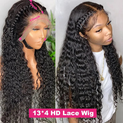 30 Inch Water Wave Curly Lace Frontal Wigs 13x6 HD Deep Wave Lace Frontal Wig 13x4 Lace Human Hair Wigs For Women On Sale