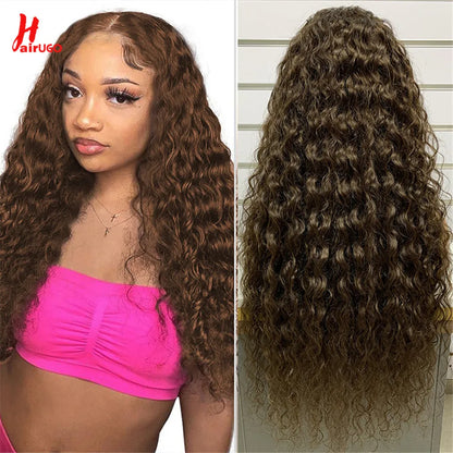 T1B/Orange Deep Wave Lace Closure Wig For Women Ombre Orange Lace Closure Human Hair Wigs With Baby Hair Remy Preplucked HairUGo
