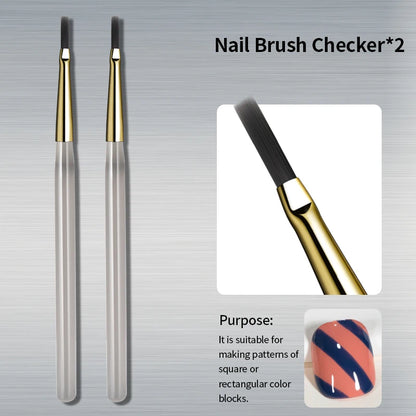 RSNAIL Nail Art Brush Checker Nail Drawing Painting Line Brush Nail Art Tool Acrylic Painting Brushes DIY Design Manicure Tools