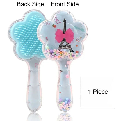 1pc Flower Shape Comb Beauty Makeup Comb with Long Handle for Kids Girls Makeup Hair Brush Children Hairbrush Combs