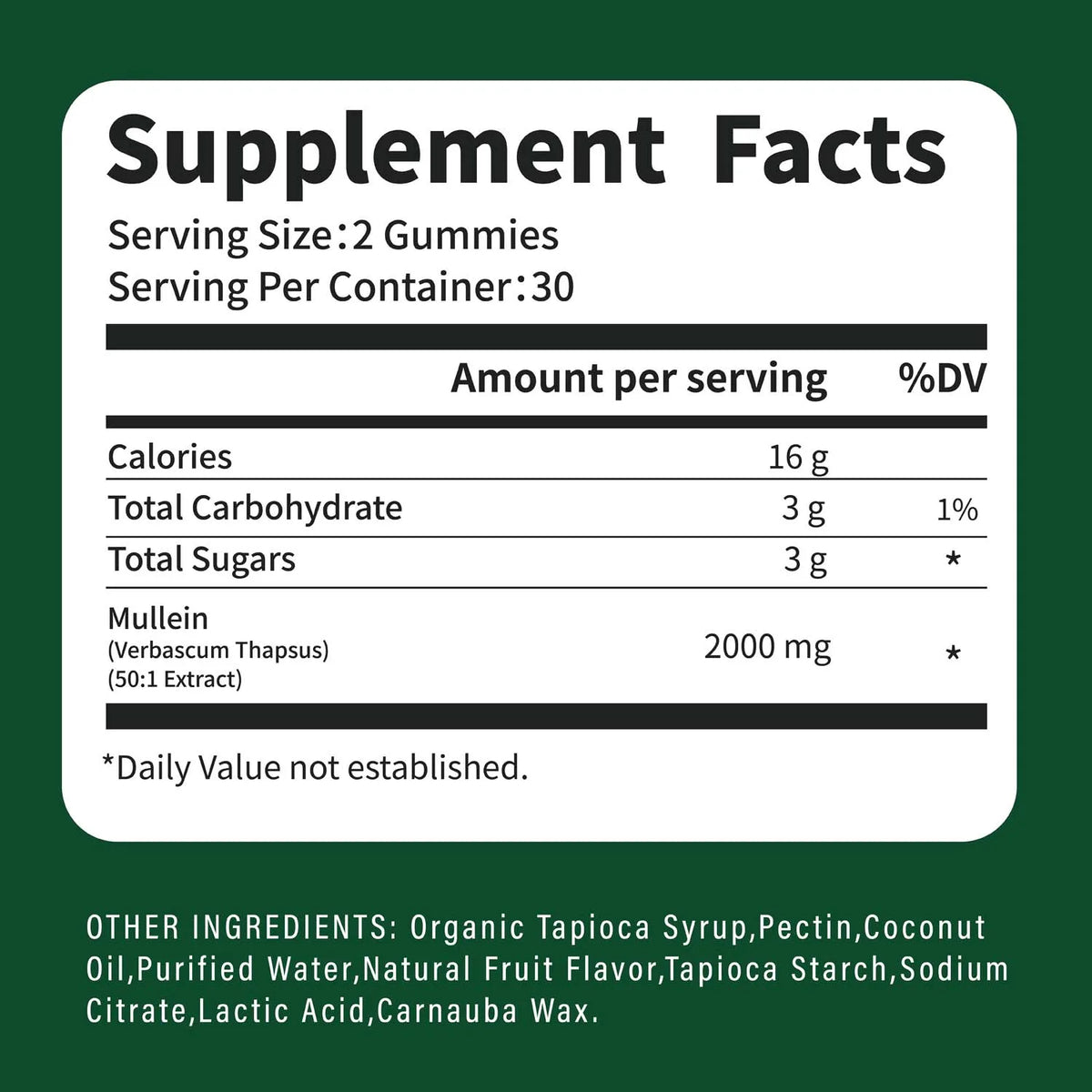 Mullein Gummies 2000mg - Supports Clear Lungs & Respiratory Health, Natural Detoxification, Enhanced Immune Function