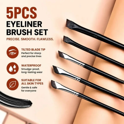 5pcs Precision Eyeliner Brush Set Angled Eyeliner, Eyebrow Brushes With Long Handle For Beginner Make-up Artist Eye Makeup Brush