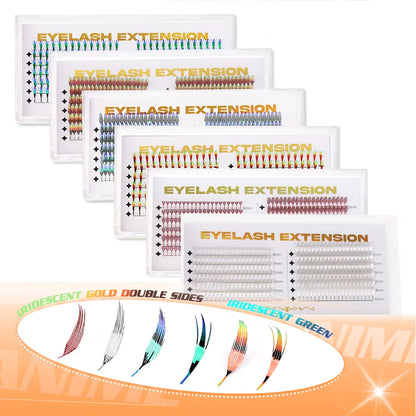 AGUUD Color Shiny Comic Spire Lashes Extension Manga Style Holographic Feather Lash Natural Soft Tinsel Anime Lash for Christmas