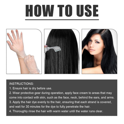 Fruit and Vegetable Hair Cream, Naturally Gentle, Long-Lasting, Does Not Damage Scalp or Hair, Easy to Color, Black Hair Cr