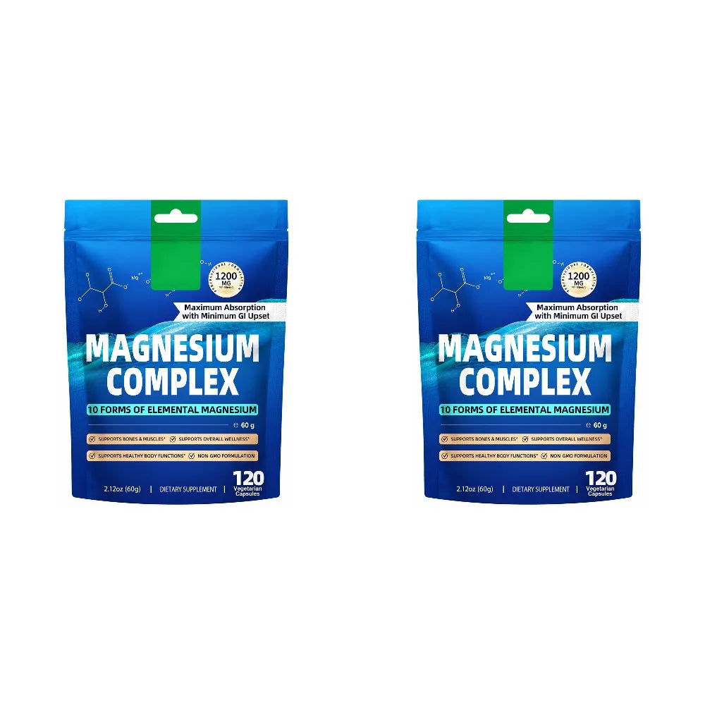 Magnesium Complex Capsules,Bone, Muscle, Heart Health,Restful Sleep,10 Forms of Elemental Magnesium for Absorption,120 Capsules