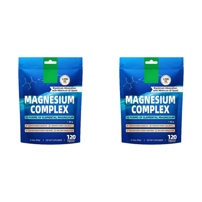 Magnesium Complex Capsules,Bone, Muscle, Heart Health,Restful Sleep,10 Forms of Elemental Magnesium for Absorption,120 Capsules