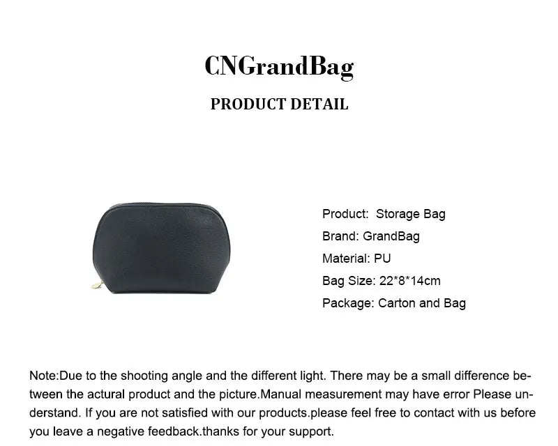 Customized Letters PU Leather Cosmetic Storage Bag Classic Simple Atmosphere Solid Color Make Up Bag Advanced Zipper Wash Bag
